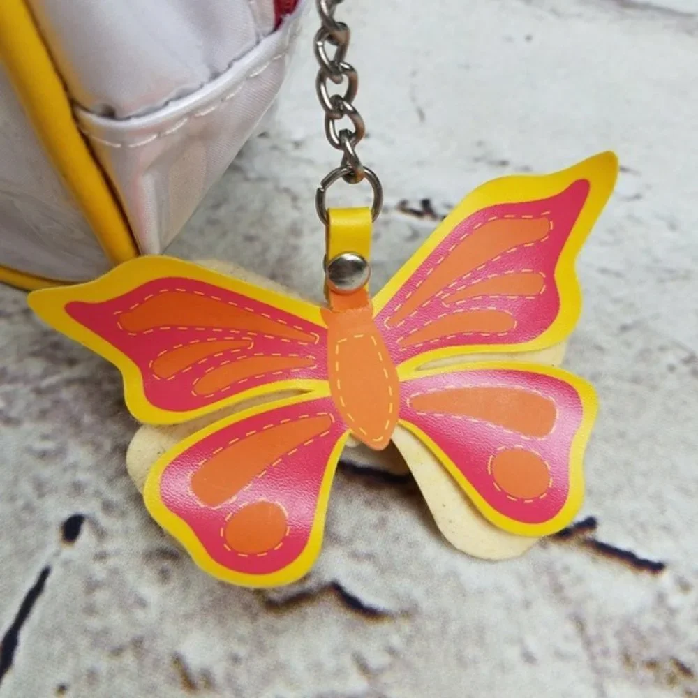 Clinique White Makeup Bag Cosmetic Zip Case Butterfly Yellow Red Orange Travel